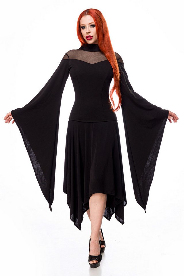 Ocultica Minikleid Schwarzes Gothic Kleid mit Netzeinsatz, weiten Trompetenärmeln und Rei gothic Ocultica Minikleid Schwarzes Gothic Kleid mit Netzeinsatz, weiten Trompetenärmeln und Rei gothic von Ocultica
