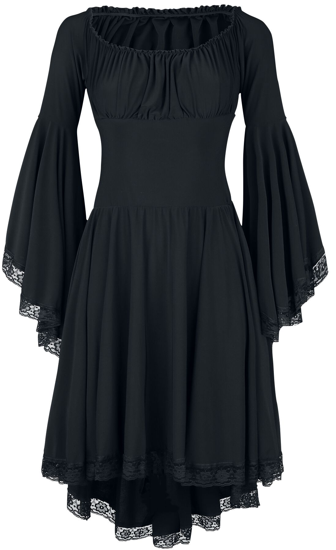 Ocultica - Mittelalter Kleid knielang - Jerseykleid - XS bis 3XL - für Damen - Größe S - schwarz von Ocultica