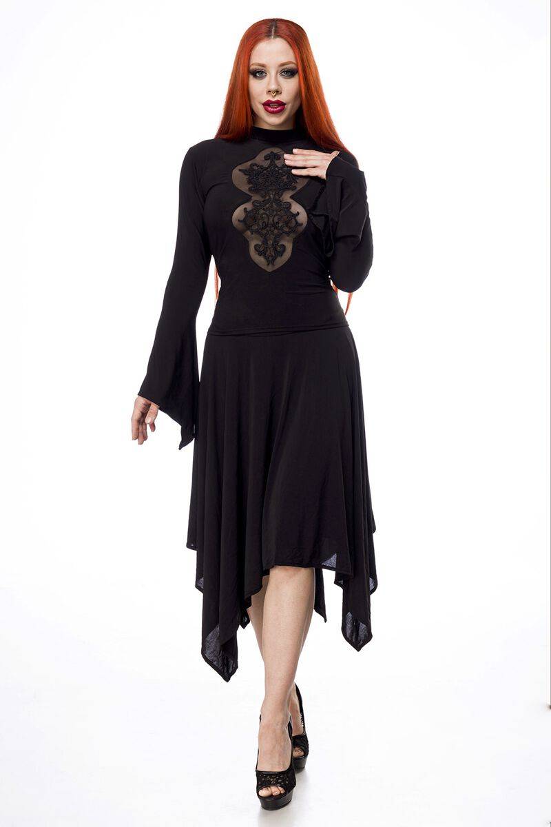 Ocultica - Rockabilly Kleid lang - XS bis M - für Damen - Größe S - schwarz von Ocultica