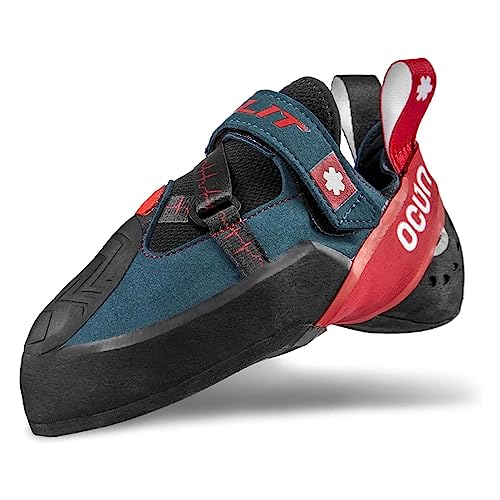 Ocun Bullit Blau-Rot - Bequemer hochtechnischer Kletterschuh, Größe EU 47 - Farbe Petrol - Red von Ocun