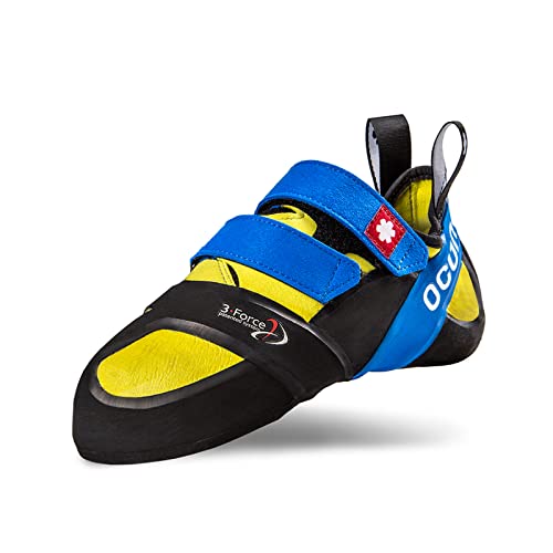 Ocun Ozone Blau-Gelb - Präziser asymmetrischer Wettkampfkletterschuh, Größe EU 37 - Farbe Blue - Yellow von Ocun