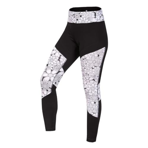 Ocun W Rhea Leggings Colorblock-Schwarz-Weiß - Stylische komfortable Damen Kletterleggings, Größe M - Farbe Black Caviar von Ocun