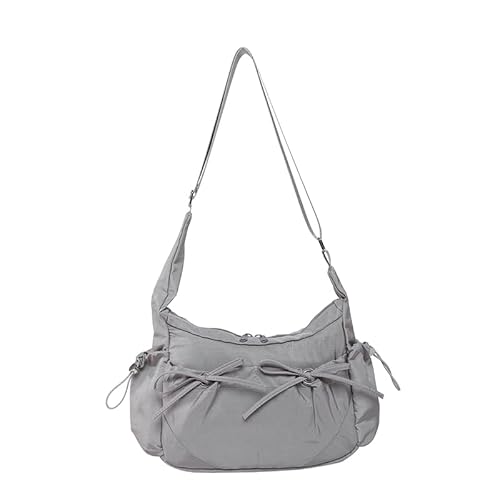Bogen Nylon Hobo -Tasche Schulter Handtasche Trendige Schlinge for Frauen (grau) von Ocuuer