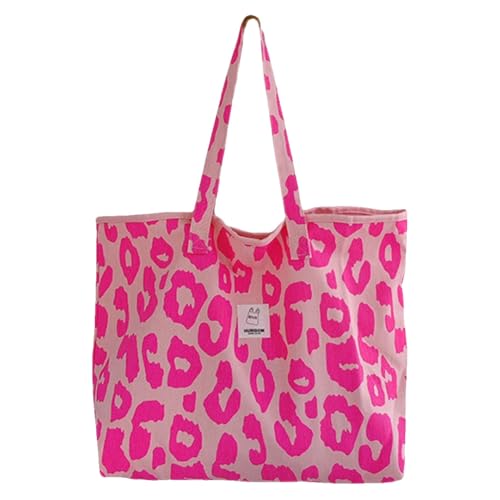 Leopard Umhängetasche Leinwand Hobo -Tasche Unterarmtasche for Frauen Mädchen (Rosenrot) von Ocuuer
