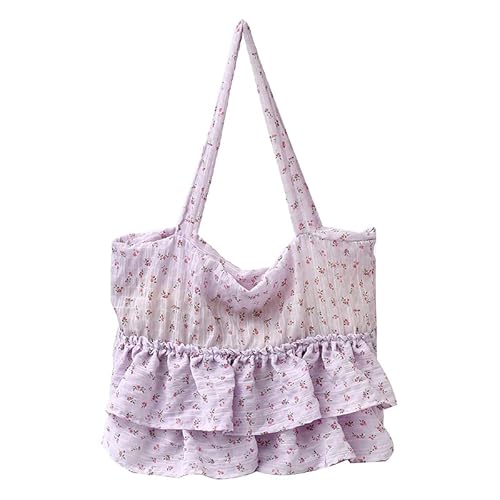Ocuuer Damen Faltenblumenumbtasche elegante Handtasche Freizeittasche (lila) von Ocuuer