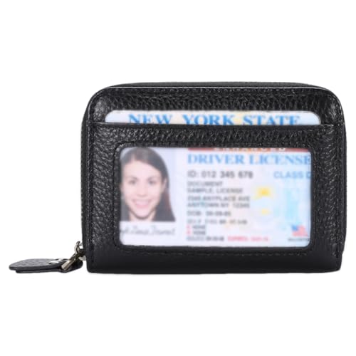 Ocuuer Frauen Leder Brieftasche mit Reißverschluss in Multifunktional kompaktes Brieftasche (schwarz) von Ocuuer