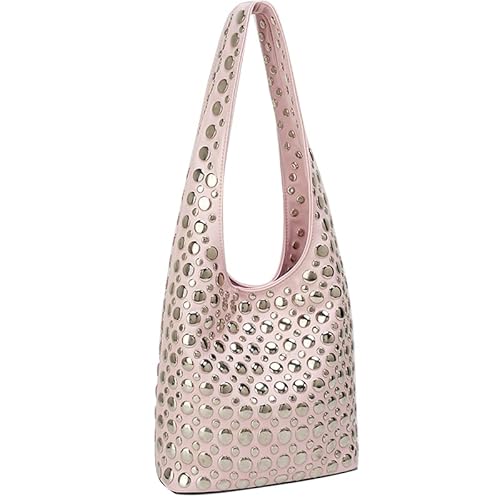 Ocuuer PU Leder Umhängetasche Nietschaufel Handtasche Metall -Bolzen Unterarmtasche (Pink) von Ocuuer