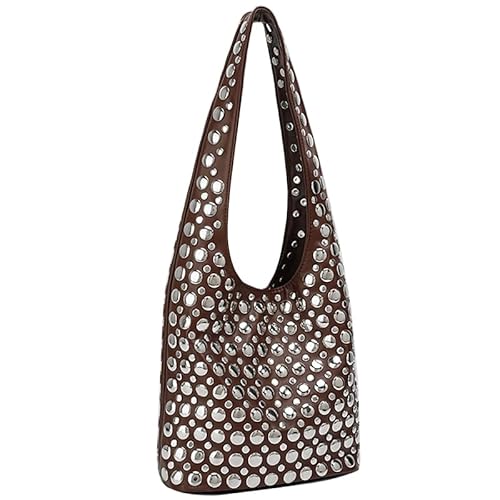Ocuuer PU Leder Umhängetasche Rivet Eimer Handtasche Metall -Bolzen -Unterarmtasche (Kaffee) (Kaffee) von Ocuuer