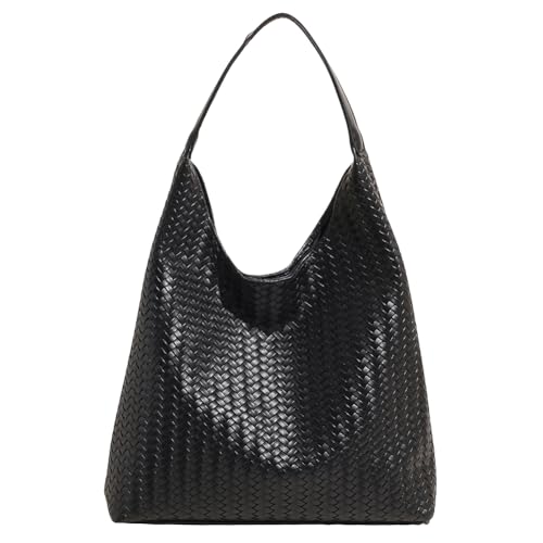 Ocuuer PU Leder Vintage Handtasche Casual Umhängetasche Großer Kapazität Einkaufstasche (schwarz) von Ocuuer