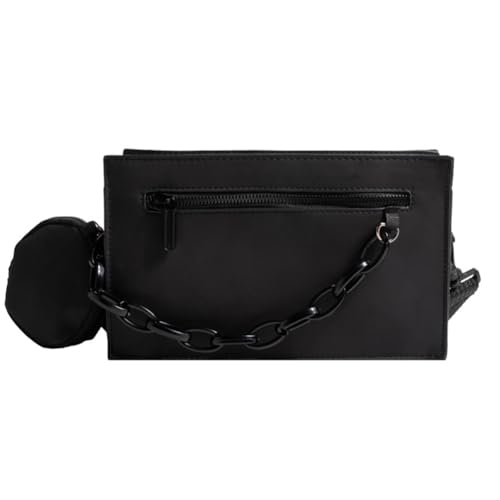 PU Leder Sattel Crossbody Bag Feste kleine quadratische Tasche for Frauen (schwarz) von Ocuuer