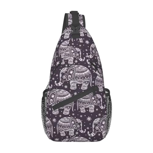 Bunter Hundepfotenabdruck-Crossbody-Bauchtasche, Sling-Rucksack für Damen, Reisen, Wandern, Brusttasche, Tagesrucksack, Cartoon Niedlicher Elefant, Einheitsgröße von OdDdot