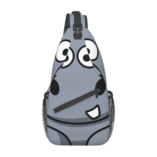 Bunter Hundepfotenabdruck-Crossbody-Bauchtasche, Sling-Rucksack für Damen, Reisen, Wandern, Brusttasche, Tagesrucksack, Cartoon-Nilpferd, Einheitsgröße von OdDdot