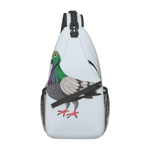 Bunter Hundepfotenabdruck-Crossbody-Bauchtasche, Sling-Rucksack für Damen, Reisen, Wandern, Brusttasche, Tagesrucksack, Cartoon-Taube, Einheitsgröße von OdDdot