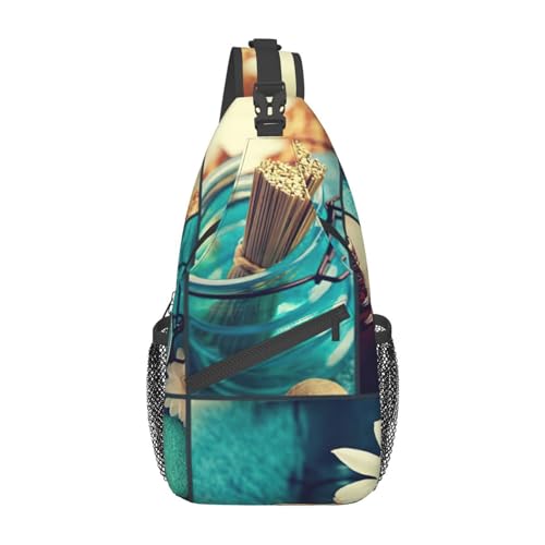 OdDdot Crossbody-Bauchtasche mit Pferdemotiv, für Damen, Reisen, Wandern, Brusttasche, Tagesrucksack, Spa Village of Floral Wasserbadesalz-Kerzen, Einheitsgröße von OdDdot