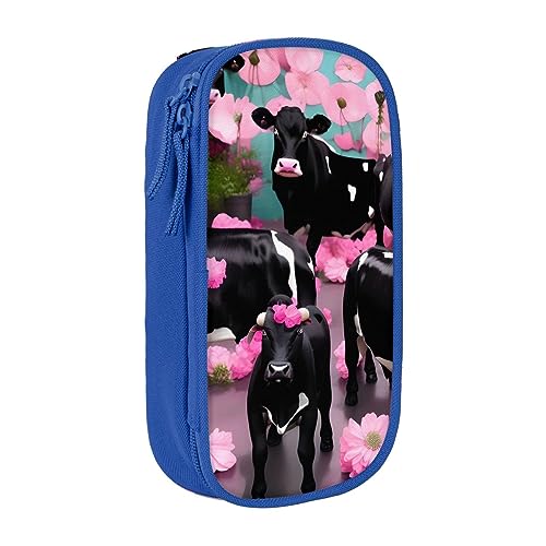 Federmäppchen aus Oxford-Stoff, langlebig und stilvoll, für Schule und Büro, Pink Flower Show Steer Kühe, blau, Einheitsgröße, Brustbeutel von OdDdot