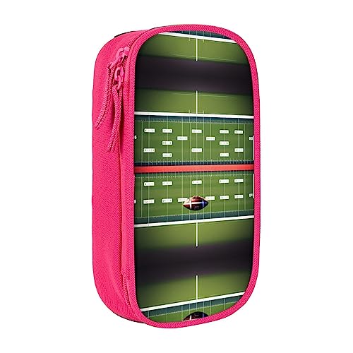 Federmäppchen mit Reißverschluss Große Kapazität Beutel Organizer für Büro Reise Halter Box-American Football Feld und Ball gedruckt von OdDdot