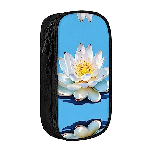 Federmäppchen mit Reißverschluss Große Kapazität Beutel Organizer für Büro Reise Halter Box-Asian Lotus Muster gedruckt von OdDdot