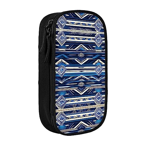 Federmäppchen mit Reißverschluss Große Kapazität Beutel Organizer für Büro Reise Halter Box Blau Polynesische Maori Tribal Muster gedruckt von OdDdot