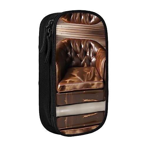 Federmäppchen mit Reißverschluss Große Kapazität Beutel Organizer für Büro Reise Halter Box-Brown a Rindsleder gedruckt von OdDdot