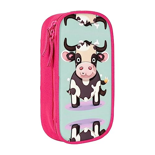 Federmäppchen mit Reißverschluss Große Kapazität Beutel Organizer für Büro Reise Halter Box-Cute Black Cow gedruckt von OdDdot