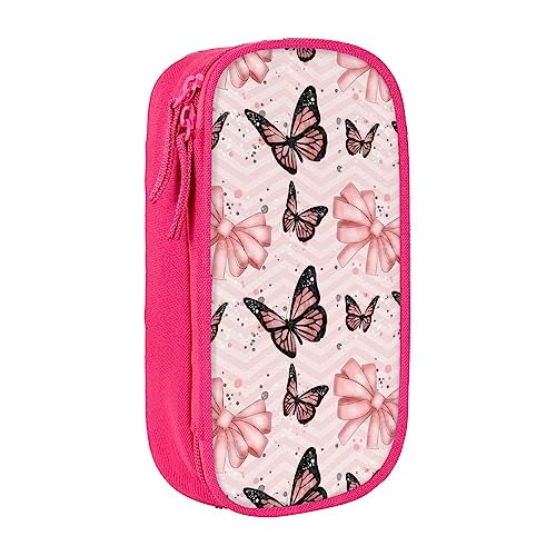 Federmäppchen mit Reißverschluss Große Kapazität Beutel Organizer für Büro Reise Halter Box Schmetterling Rosa bedruckt von OdDdot