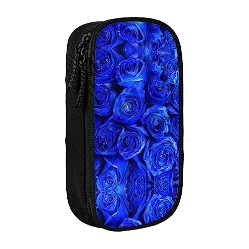 Federmäppchen mit Reißverschluss Große Kapazität Beutel Organizer für Büro Reise Halter Box-blau Rose gedruckt von OdDdot