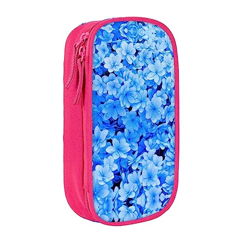 Federmäppchen mit Reißverschluss Große Kapazität Beutel Organizer für Büro Reise Halter Box-blaue Blumen gedruckt von OdDdot