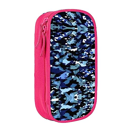 Federmäppchen mit Reißverschluss Große Kapazität Tasche Organizer für Büro Reise Halter Box Blau Camouflage Druck gedruckt von OdDdot