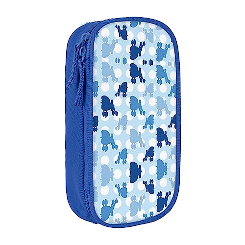 Federmäppchen mit Reißverschluss Große Kapazität Tasche Organizer für Büro Reise Halter Box Blau Pudel Polka Dot gedruckt von OdDdot