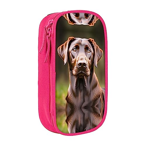 Federmäppchen mit Reißverschluss Große Kapazität Tasche Organizer für Büro Reise Halter Box Braun Labrador Retriever gedruckt von OdDdot