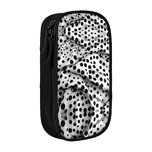 Federmäppchen mit Reißverschluss Große Kapazität Tasche Organizer für Büro Reise Halter Box-Schwarz Polka Dot gedruckt von OdDdot