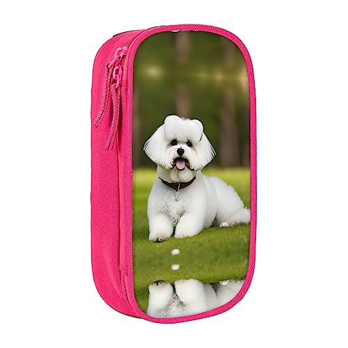 Federmäppchen mit Reißverschluss Große Kapazität Tasche Organizer für Büro Reise Halter Box-cute Bichon Frisé Hund bedruckt von OdDdot