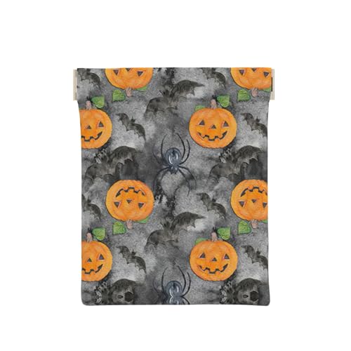 Geldbörse aus Leder mit Schmetterlings-Aufdruck, kleine Kleingeldtasche, Geldbörse, für Damen und Herren, Halloween Grau Fledermaus Spinne Kürbis, Einheitsgröße, Münztasche von OdDdot