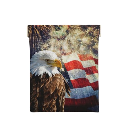 Geldbörse aus Leder mit Sonnenblumen-Aufdruck, kleine Kleingeldtasche, Geldbörse, Quetsch-Münzgeldbörse für Männer und Frauen, American Flag Fire Eagle, Einheitsgröße, Münztasche von OdDdot