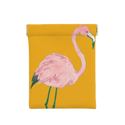 Just Married Geldbörse aus Leder, kleine Kleingeldtasche, Geldbörse, Quetsch-Münzgeldbörse für Männer und Frauen, Handbemalter Flamingo-Vogel, Einheitsgröße, Münztasche von OdDdot