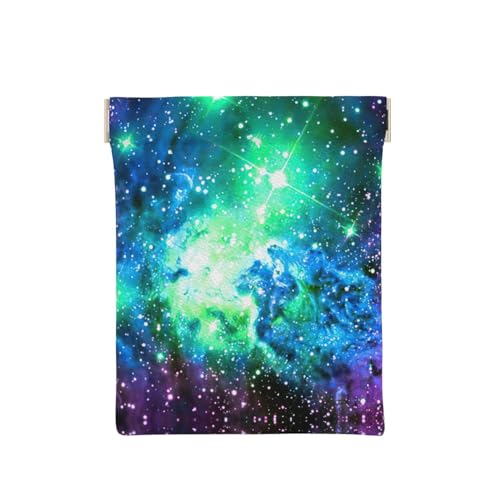 Münzgeldbörse aus Leder, mit Galaxie-Aufdruck, kleine Kleingeldtasche, Geldbörse, für Männer und Frauen, Grün / Blau / Violett, Grün Blau Lila Galaxy, Einheitsgröße, Münztasche von OdDdot