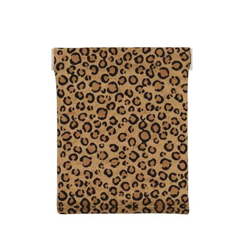 Münzgeldbörse aus Leder mit Aquarium-Hintergrund, kleine Kleingeldtasche, Geldbörse zum Zusammendrücken, für Männer und Frauen, Wild Leopard Animal, Einheitsgröße, Münztasche von OdDdot