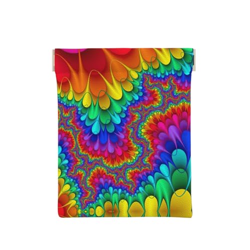 Münzgeldbörse aus Leder mit Karomuster, kleine Kleingeldtasche, Geldbörse für Männer und Frauen, Gelb / Grau / Schwarz, Rainbow Tie Dye-Red, Einheitsgröße, Münztasche von OdDdot