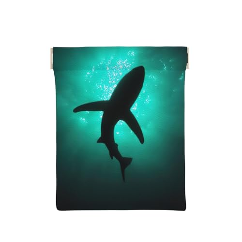 Münzgeldbörse aus Leder mit Leuchtturm-Motiv, kleine Kleingeldtasche, Geldbörse, Quetsch-Münzgeldbörse für Männer und Frauen, Delphin Undersea Black Whales, Einheitsgröße, Münztasche von OdDdot