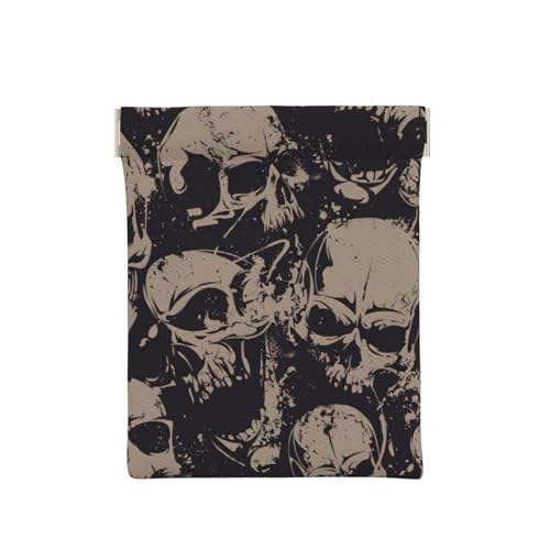 Niedliche Geldbörse aus Leder mit Jaguar-Druck, kleine Kleingeldtasche, Geldbörse, Quetsch-Münzgeldbörse für Männer und Frauen, Coole Retro-Totenkopf-Grafik, Einheitsgröße, Münztasche von OdDdot