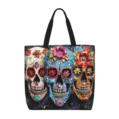 OdDdot Hobo-Tasche mit farbigem Totenkopf-Aufdruck, Umhängetasche für Damen, große Kapazität, Mama-Tasche, Schultertasche, Sugar Skulls, Einheitsgröße OdDdot Hobo-Tasche mit farbigem Totenkopf-Aufdruck, Umhängetasche für Damen, große Kapazität, Mama-Tasche, Schultertasche, Sugar Skulls, Einheitsgröße von OdDdot