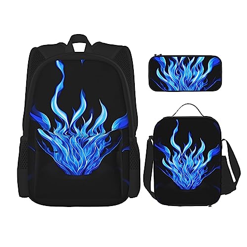 OdDdot Schultaschen-Sets Rucksäcke für Mädchen Schultaschen für Schüler Arbeit Mittagessen Tasche Federmäppchen Unisex Happy Mother Day, Indigo Flame, Einheitsgröße von OdDdot