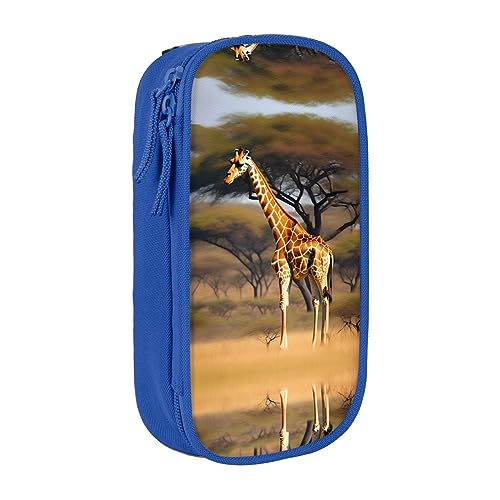 Oxford Cloth Pencil Case - Durable and Stylish Pen Case for School and Office Supplies Africa Giraffe Majestic Tree, blau, Einheitsgröße, Brustbeutel von OdDdot