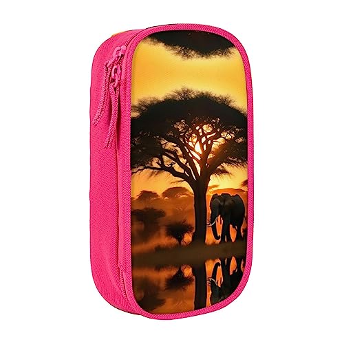 Oxford Cloth Pencil Case - Durable and Stylish Pen Case for School and Office Supplies African Elephant, rose, Einheitsgröße, Brustbeutel von OdDdot