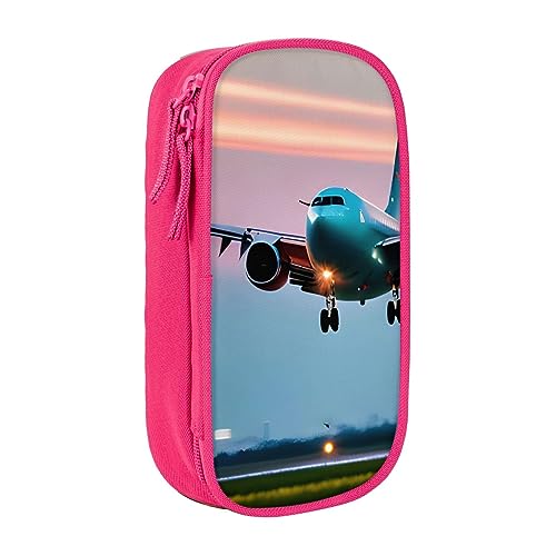 Oxford Cloth Pencil Case - Durable and Stylish Pen Case for School and Office Supplies Airplane in The Evening Lights, rose, Einheitsgröße, Brustbeutel von OdDdot