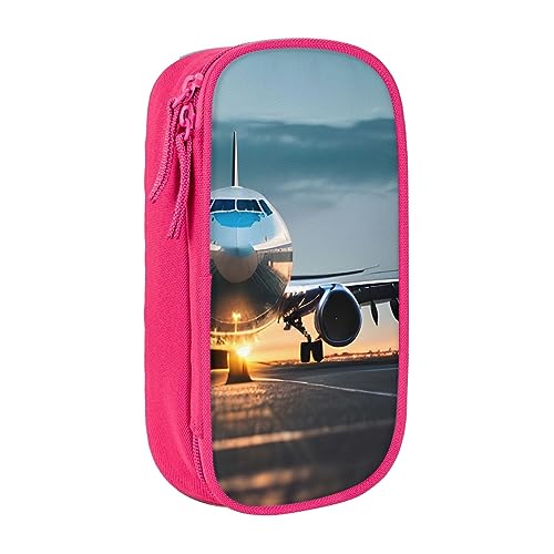 Oxford Cloth Pencil Case - Durable and Stylish Pen Case for School and Office Supplies Airplane in the Evening Light, rose, Einheitsgröße, Brustbeutel von OdDdot