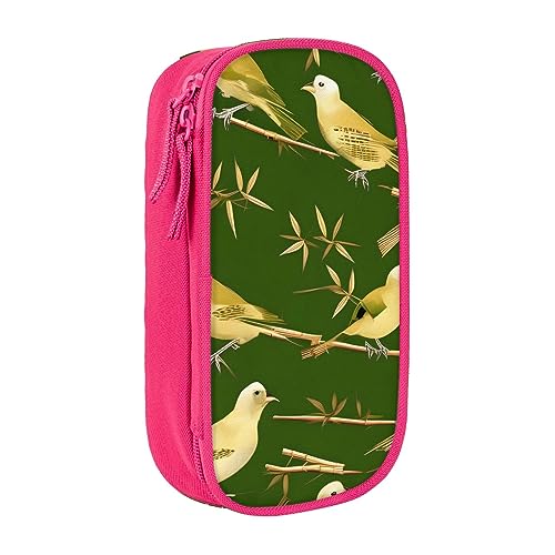 Oxford Cloth Pencil Case - Durable and Stylish Pen Case for School and Office Supplies Bamboo Bird Pattern, rose, Einheitsgröße, Brustbeutel von OdDdot