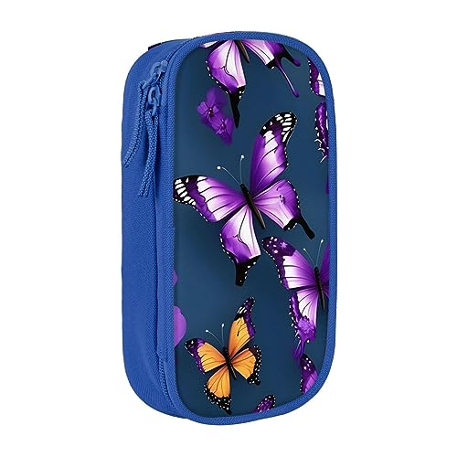 Oxford Cloth Pencil Case - Durable and Stylish Pen Case for School and Office Supplies Beautiful Purple Butterfly, blau, Einheitsgröße, Brustbeutel von OdDdot