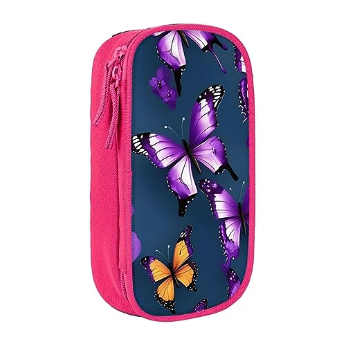 Oxford Cloth Pencil Case - Durable and Stylish Pen Case for School and Office Supplies Beautiful Purple Butterfly, rose, Einheitsgröße, Brustbeutel von OdDdot