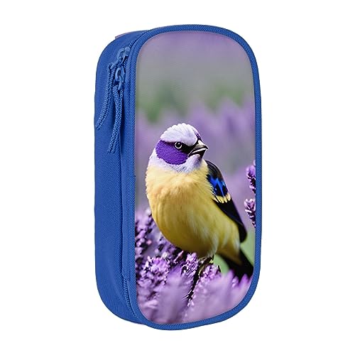 Oxford Cloth Pencil Case - Durable and Stylish Pen Case for School and Office Supplies Bird in Purple Lavender Floral Flowers, blau, Einheitsgröße, Brustbeutel von OdDdot